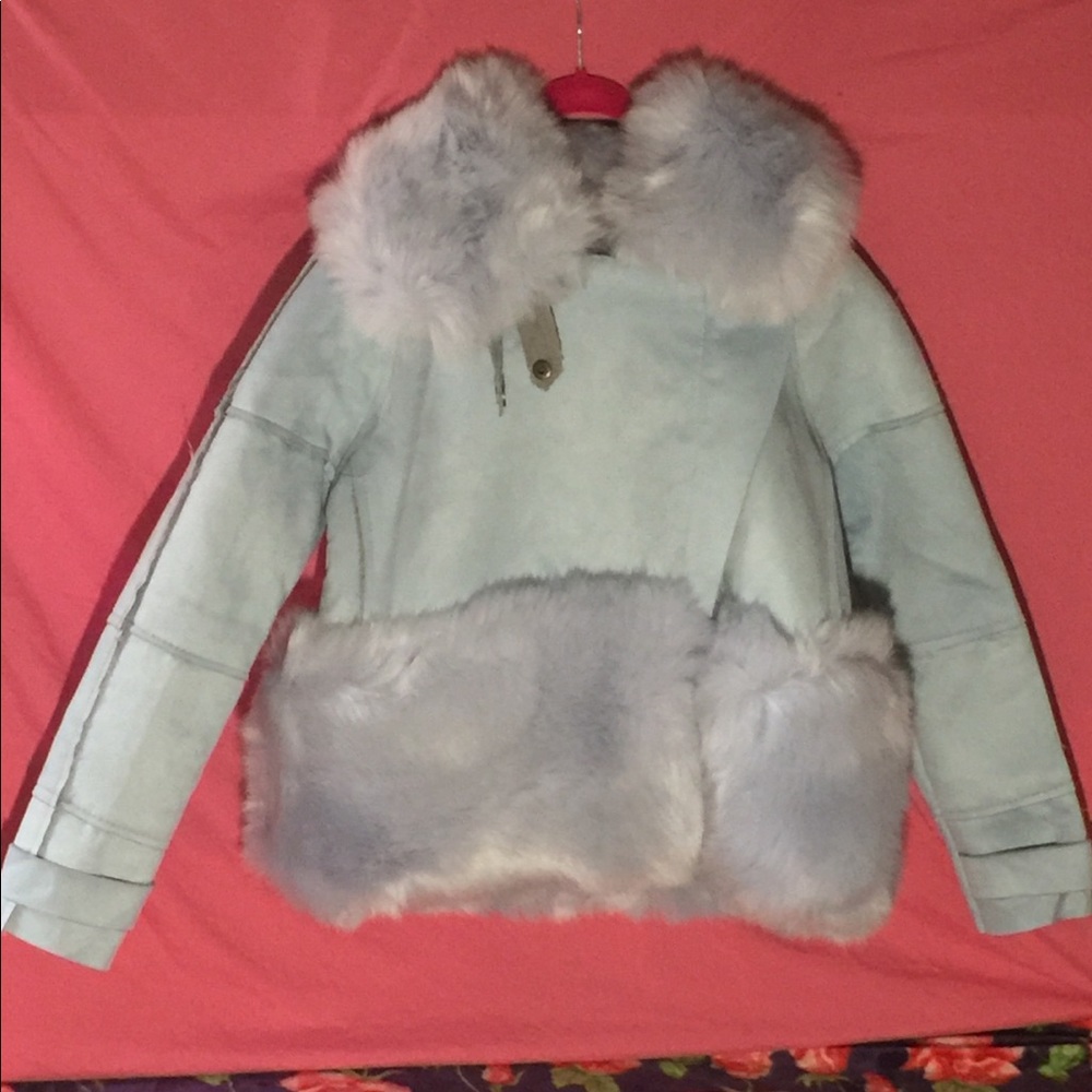 Plush Blue Fur Coat